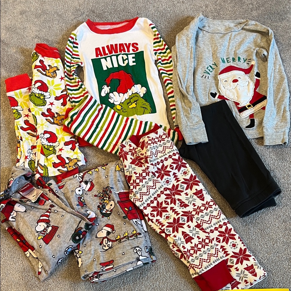 Lot of 5 Holiday Pajama Sets